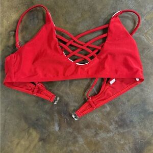 Red Strappy Bikini Top
